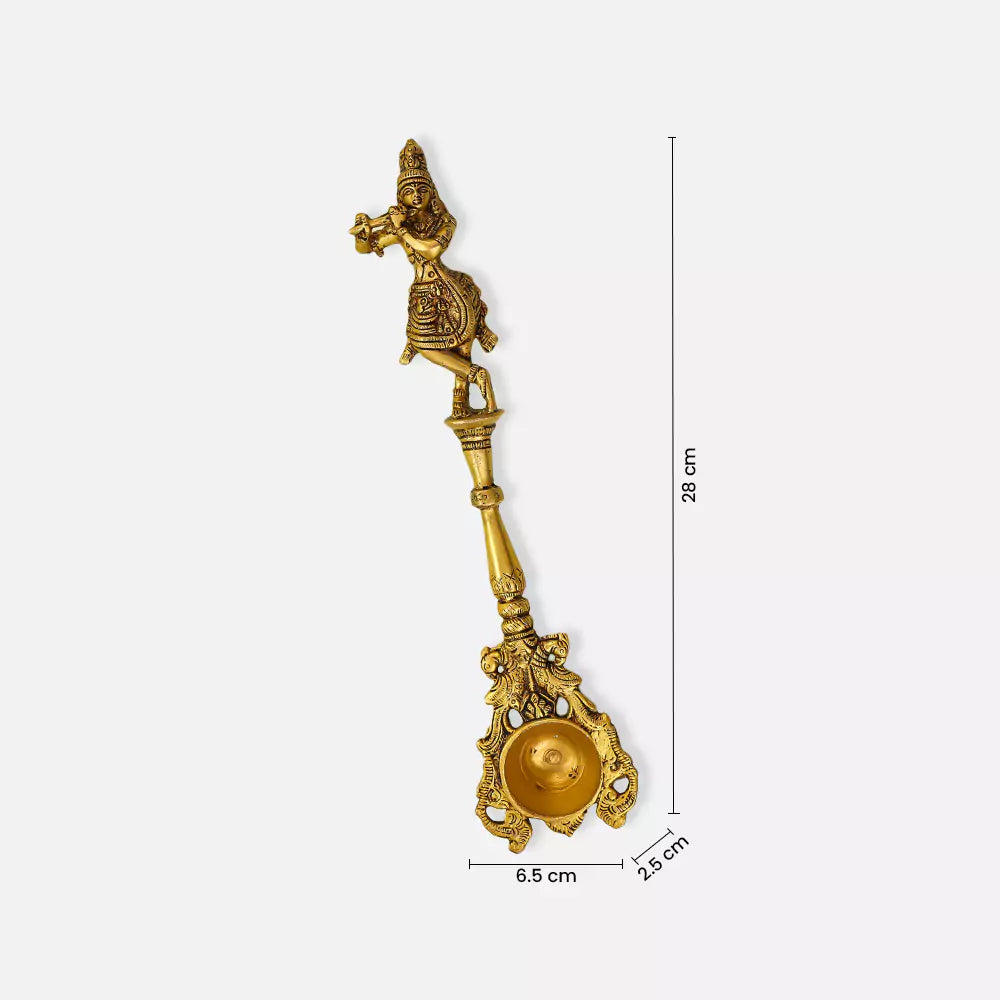11" Brass Lord Krishna Pooja Hawan Spoon
