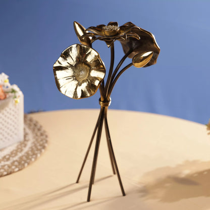 Brass Tulip & Sunflower Bouqet Table Decor