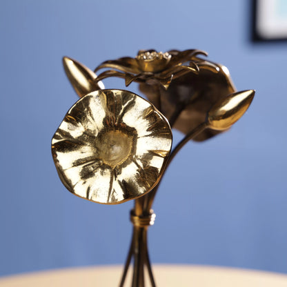 Brass Tulip & Sunflower Bouqet Table Decor