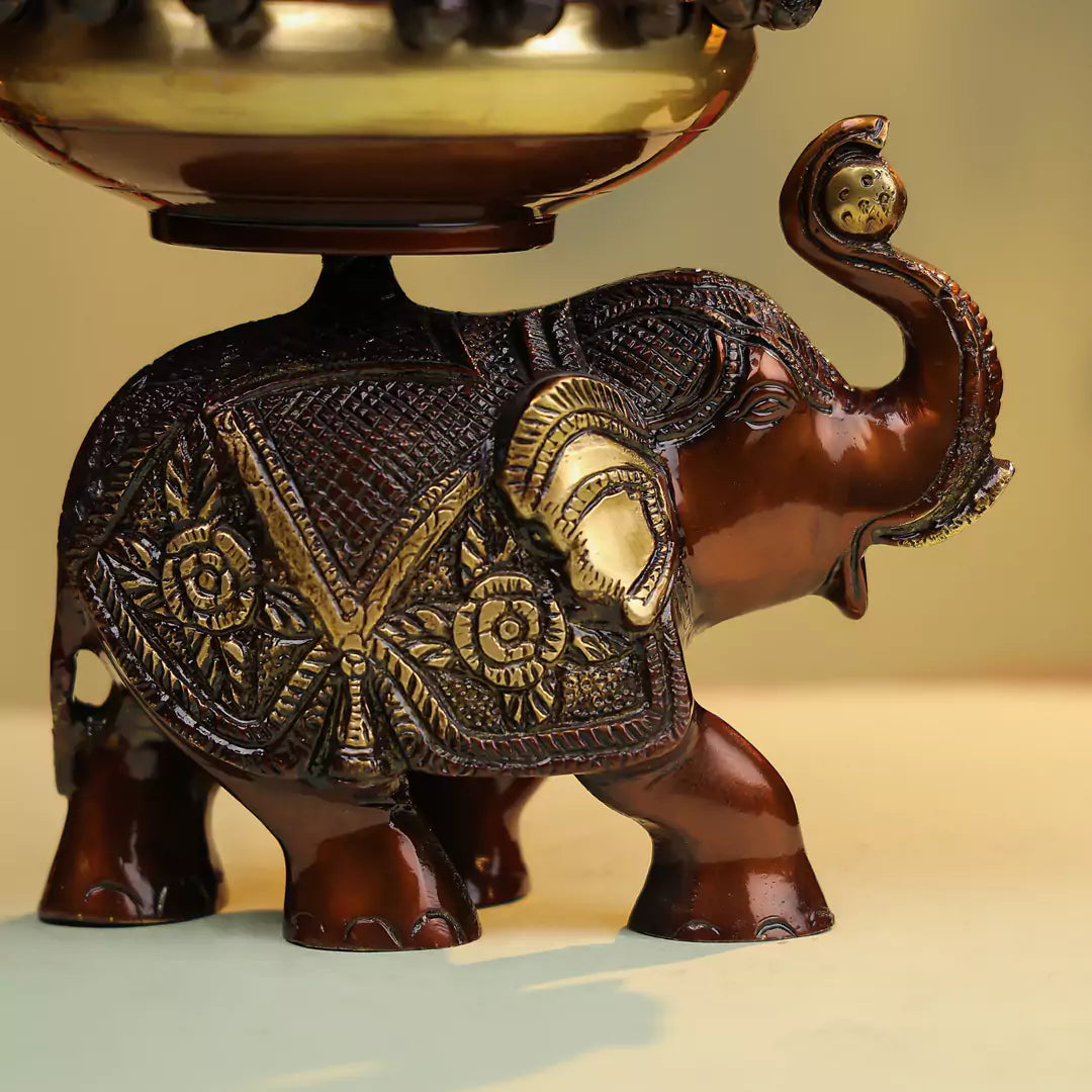 Coloured Brass Elephant Urli 6"