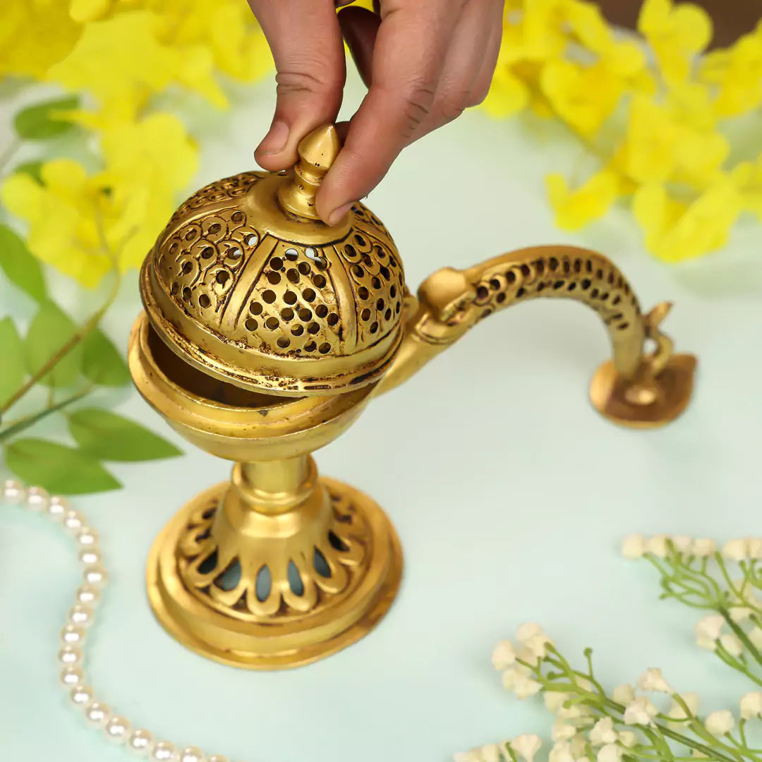 Brass Handle Incense Holder Loban Dhoop Dani 5 Inch