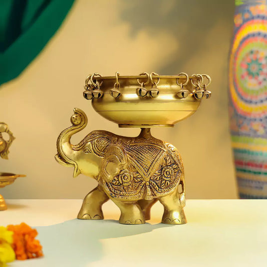 Brass Elephant Urli 6"