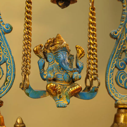 Lord Ganesh On A Swing Brass Artwork