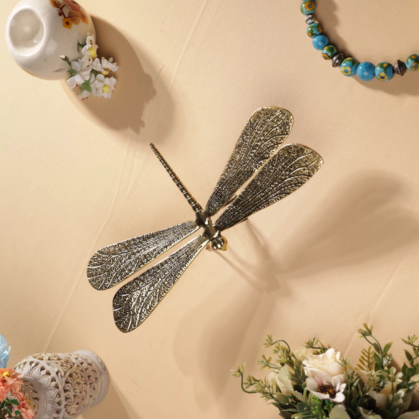 Golden Brass Dragon Fly Table Decor