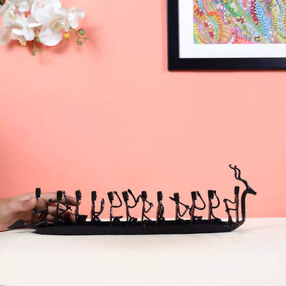 Bastar Art Tribal Racing Boat Table Decor