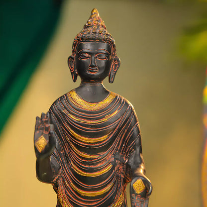 Coloured Brass Lord Buddha Standing 16"