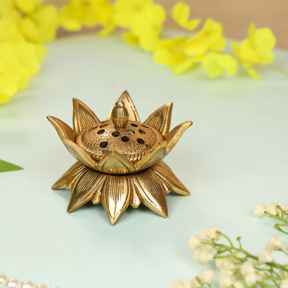 Brass Lotus Shaped Designer Incense Holder 3 Inch