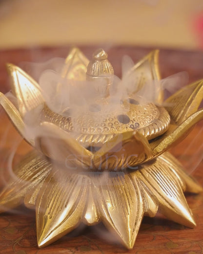 3" Brass Lotus Shaped Designer Incense Holder