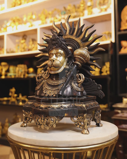 14.5" Coloured Brass Lord Hanuman Bust Idol Antique Finish