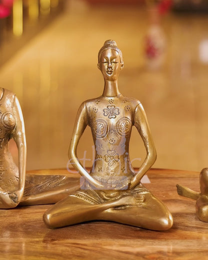 7" Brass Yoga Lady Set of 3 - Table Decor
