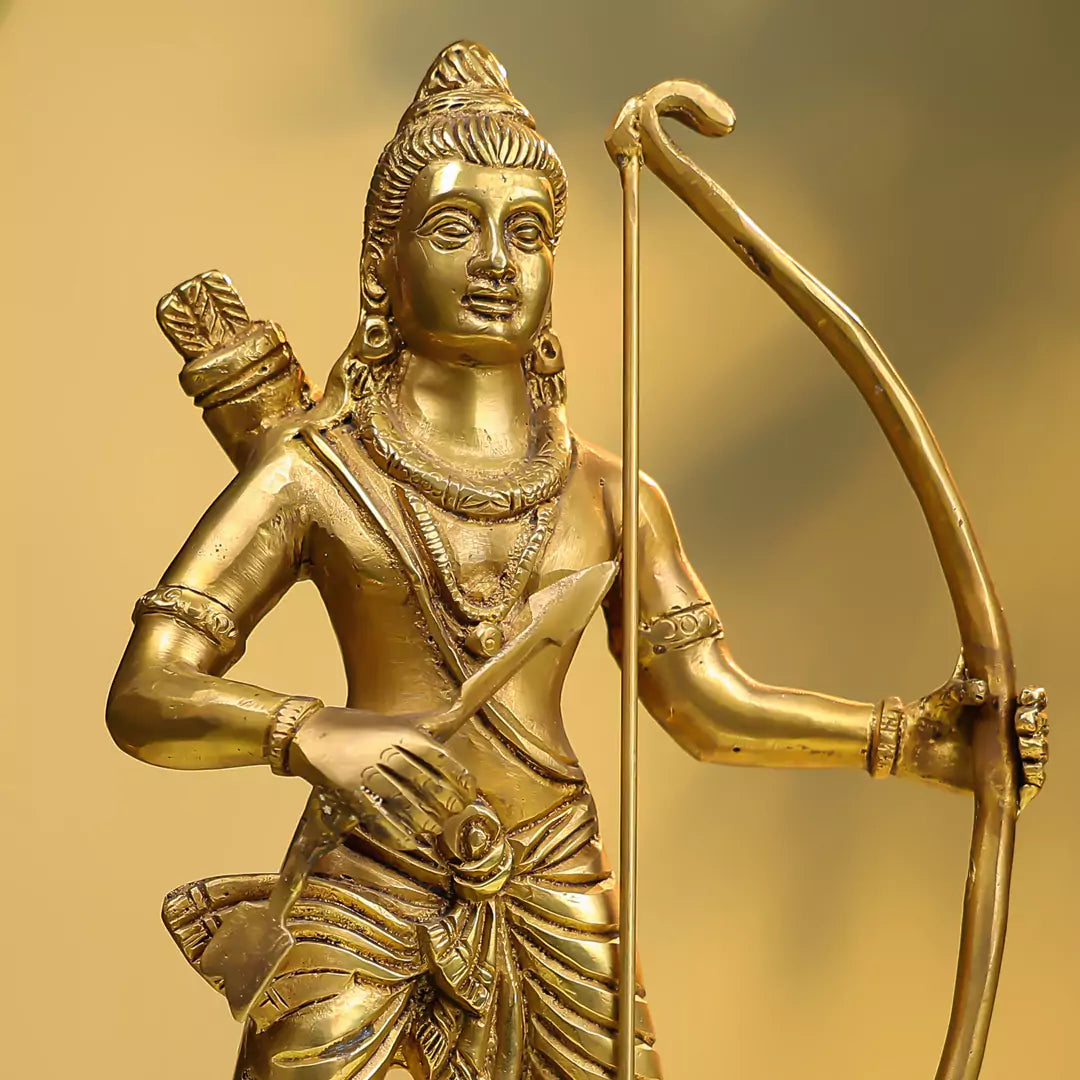 Brass Lord Rama Idol with Dhanush 11"