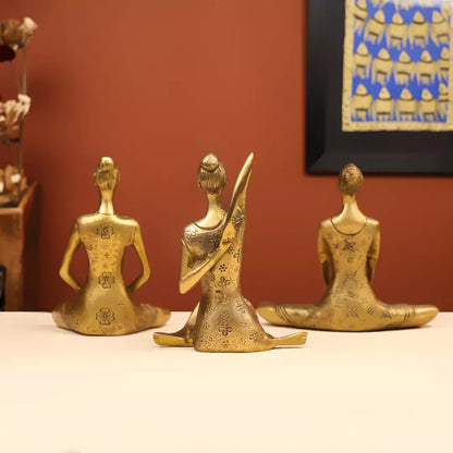 Brass Yoga Lady Set of 3 - 7 Inch